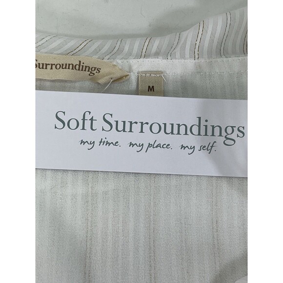 NWT Soft Surroundings Xenia Ruffle Top Sz Med White & Gold Metallic Thread Party - Picture 5 of 13